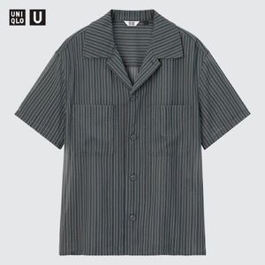 Uniqlo U Sheer Striped Short Sleeve Button Down